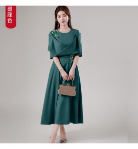 晚裝禮服裙U領中袖中長裙