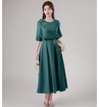 晚裝禮服裙U領中袖中長裙