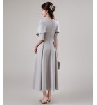 晚裝禮服裙U領中袖中長裙