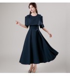 晚裝禮服裙U領中袖中長裙