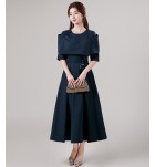 晚裝禮服裙U領中袖中長裙