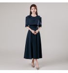晚裝禮服裙U領中袖中長裙