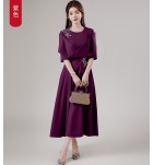 晚裝禮服裙U領中袖中長裙