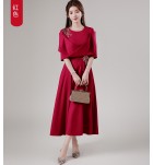晚裝禮服裙U領中袖中長裙