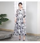 少女禮服裙圓領蕾絲長袖長裙