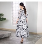 少女禮服裙圓領蕾絲長袖長裙