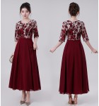 少女禮服裙圓領短袖中長裙