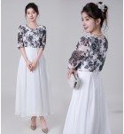 少女禮服裙圓領短袖中長裙