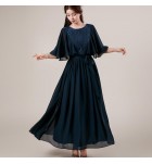 少女禮服裙圓領荷葉袖長裙