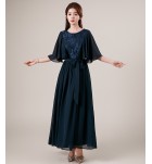 少女禮服裙圓領荷葉袖長裙