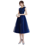 少女禮服裙花邊圓領網紗中長裙