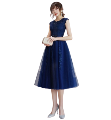 少女禮服裙花邊圓領網紗中長裙