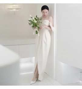 女裝禮服裙一字肩露背宴會長裙