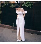女裝禮服裙一字肩露背宴會長裙