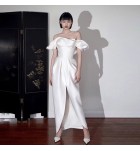 女裝禮服裙一字肩露背宴會長裙