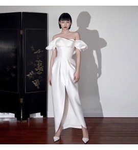 女裝禮服裙一字肩露背宴會長裙