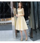 少女禮服裙圓領薄紗袖連身裙