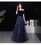 少女禮服裙性感一字肩長裙