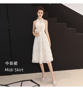 少女禮服裙掛脖收腰連身裙