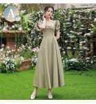 少女禮服裙帶口袋長裙