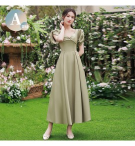 少女禮服裙帶口袋長裙