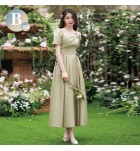 少女禮服裙帶口袋長裙