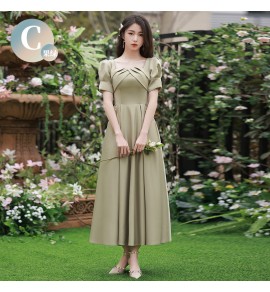 少女禮服裙帶口袋長裙