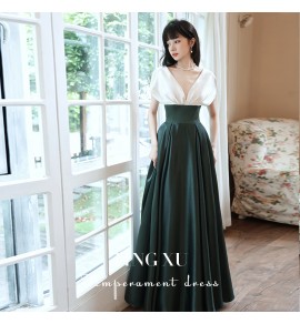 少女禮服裙V型前胸後背長裙