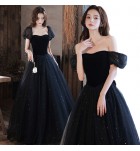晚裝禮服性感黑色宴會長裙