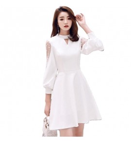 少女禮服裙立領波點網紗袖短裙