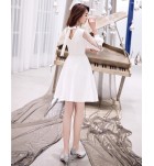 少女禮服裙立領波點網紗袖短裙