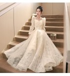 晚裝禮服V領掛脖露肩長裙