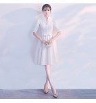 禮服洋裝裙V領中袖收腰短裙