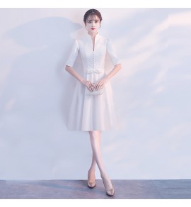禮服洋裝裙V領中袖收腰短裙