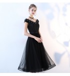 女裝禮服裙一字肩蕾絲中長裙