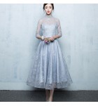 女裝禮服裙透視網紗立領中裙