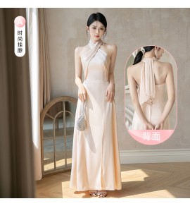 少女禮服裙香檳色宴會長裙