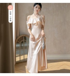 少女禮服裙香檳色宴會長裙