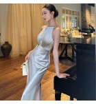 女裝禮服裙吊帶無袖開叉長裙