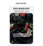 真絲連身裙V領碎花系帶中長裙