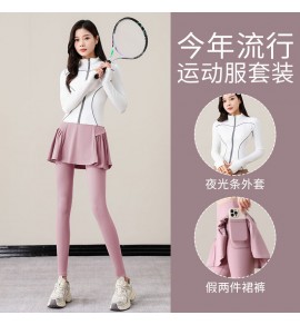 網球服套裝立領拉鍊長袖裙褲