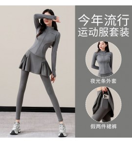 網球服套裝立領拉鍊長袖裙褲