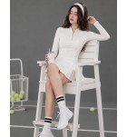 網球服白色立領花瓣式裙襬