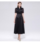 套裝裙V領刺繡上衣半身裙兩件套