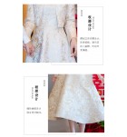 少女禮服裙香檳色吊帶中長裙長袖外套兩件套