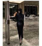 晚裝禮服珠片掛脖連身裙外套兩件套