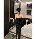 少女黑色連身裙開衫上衣兩件套 