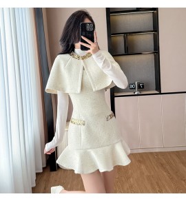 女装套裝裙斗篷披肩吊帶連身裙兩件套