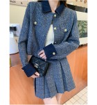 女裝套裝裙粗花呢上衣+半身裙兩件套