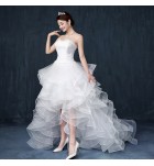 婚紗抹胸前短後長新娘結婚禮服 